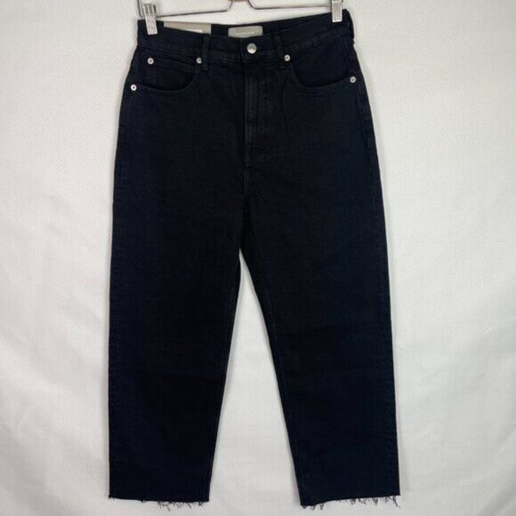 Everlane The Way High Straight Leg Organic Cotton Jean Coal Black Short 28 - Picture 2 of 9